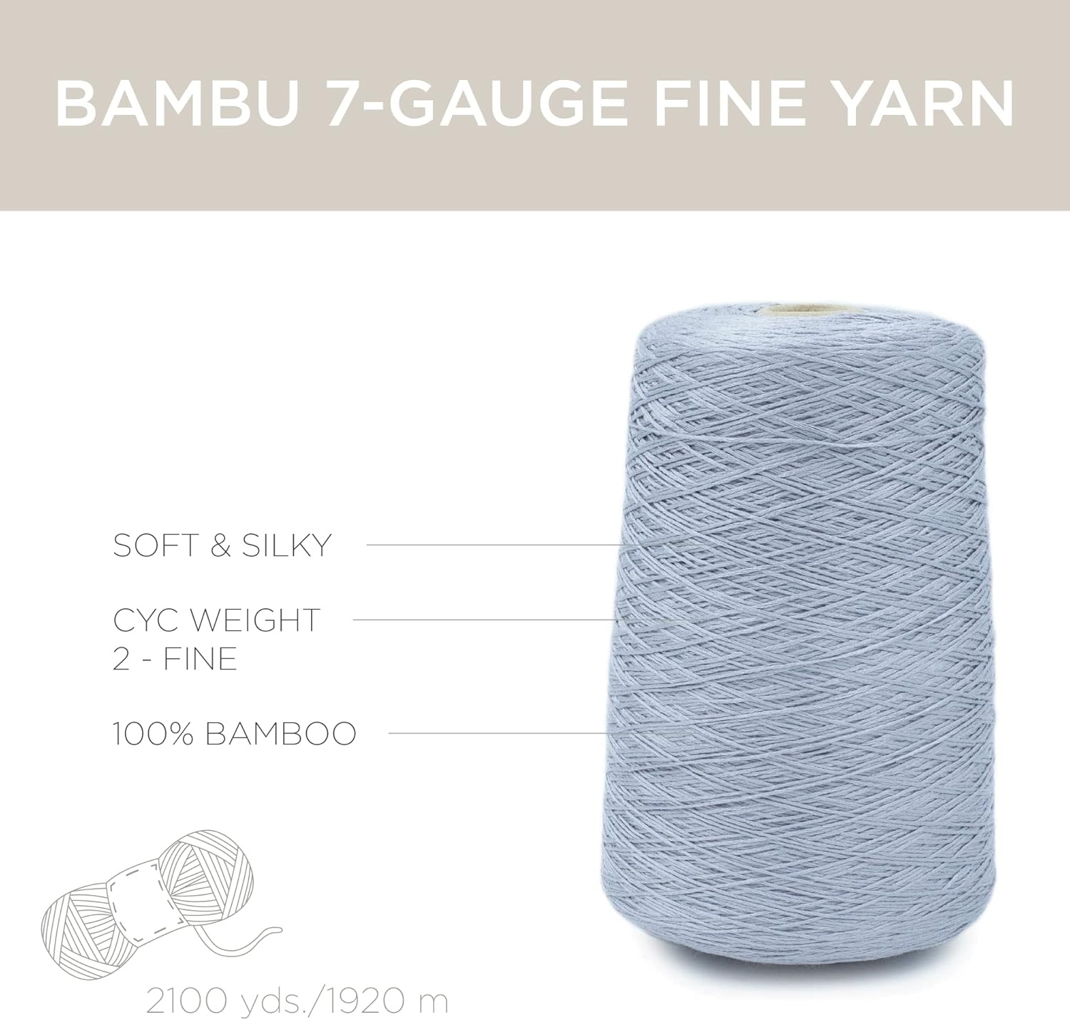 image:imageSilk City Fibers Bambu 7gg 100 Viscose derived from Bamboo Yarn for Machine Knitting Weaving and Crochet Red Passion 1 Cone Designer Yarn for Garments Soft Shawls and Fingering Weight ProjectsChrome