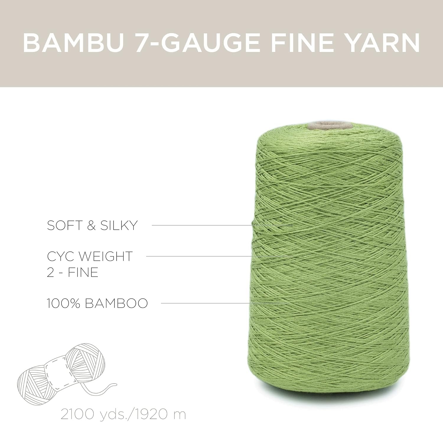 image:imageSilk City Fibers Bambu 7gg 100 Viscose derived from Bamboo Yarn for Machine Knitting Weaving and Crochet Red Passion 1 Cone Designer Yarn for Garments Soft Shawls and Fingering Weight ProjectsSnow Pea