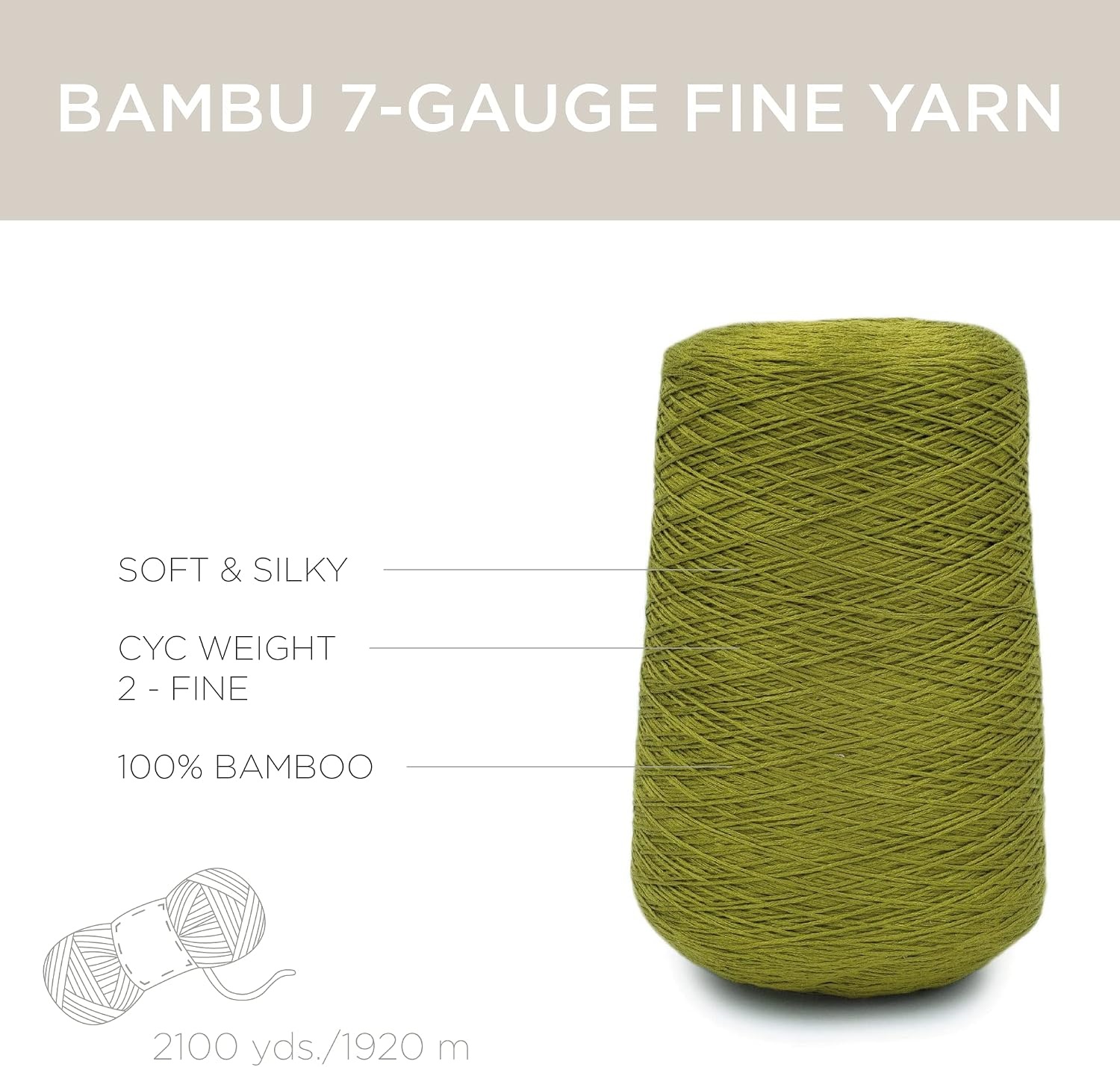 image:imageSilk City Fibers Bambu 7gg 100 Viscose derived from Bamboo Yarn for Machine Knitting Weaving and Crochet Red Passion 1 Cone Designer Yarn for Garments Soft Shawls and Fingering Weight ProjectsGreen Tea