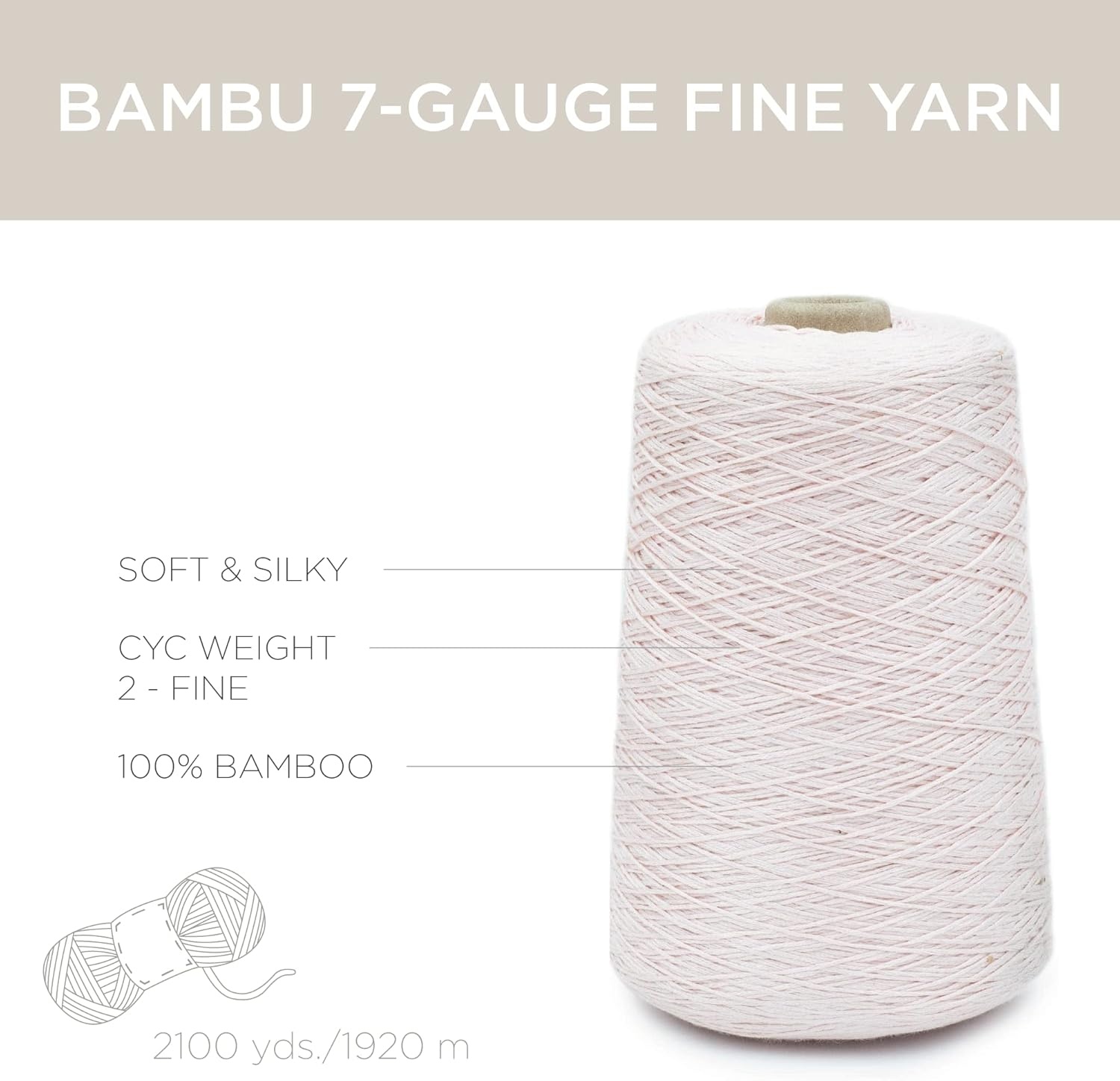 image:imageSilk City Fibers Bambu 7gg 100 Viscose derived from Bamboo Yarn for Machine Knitting Weaving and Crochet Red Passion 1 Cone Designer Yarn for Garments Soft Shawls and Fingering Weight ProjectsBlush