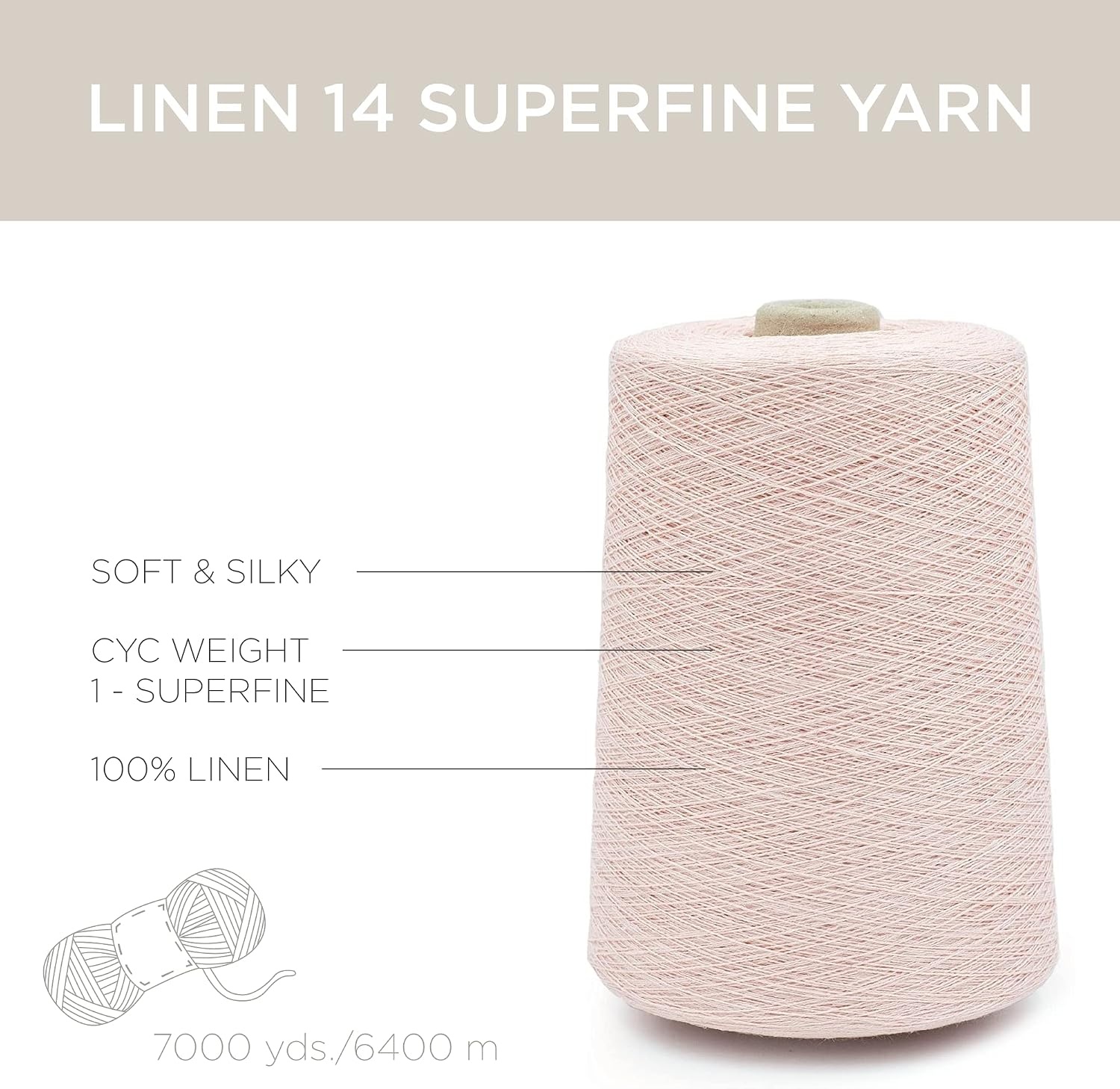 image:imageSilk City Fibers Linen 14 100 Fine Linen Yarn for Machine Knitting Weaving and Crochet Teal 1 Cone Designer Yarn for Premium Garments Soft Shawls and Lace Weight ProjectsPetal Pink