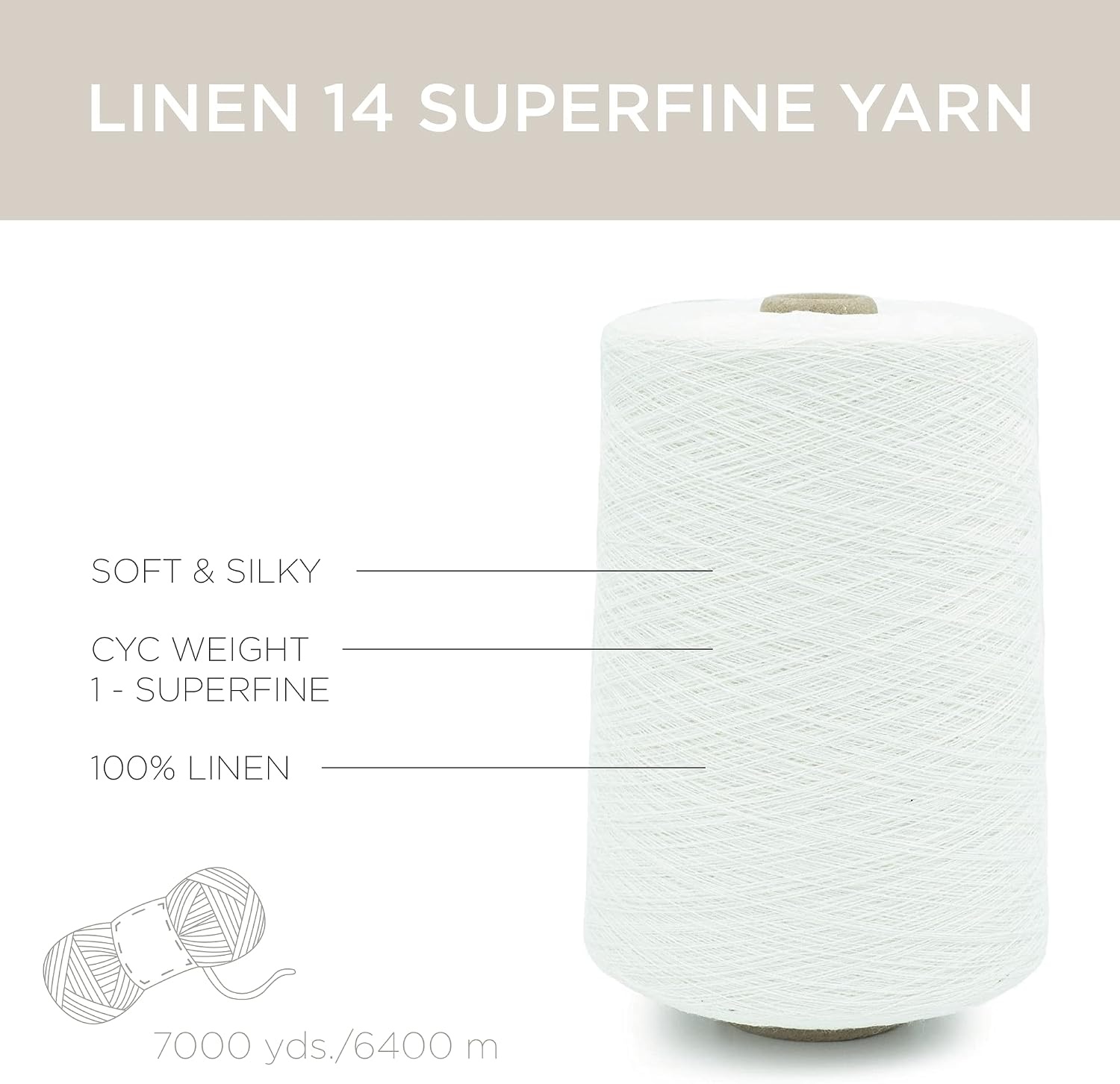 image:imageSilk City Fibers Linen 14 100 Fine Linen Yarn for Machine Knitting Weaving and Crochet Teal 1 Cone Designer Yarn for Premium Garments Soft Shawls and Lace Weight ProjectsWhite