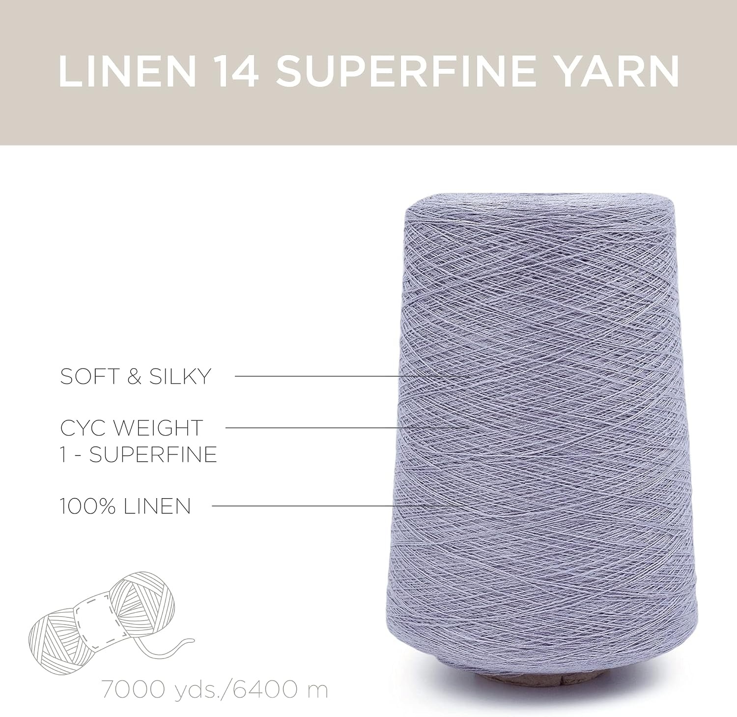 image:imageSilk City Fibers Linen 14 100 Fine Linen Yarn for Machine Knitting Weaving and Crochet Teal 1 Cone Designer Yarn for Premium Garments Soft Shawls and Lace Weight ProjectsLavender