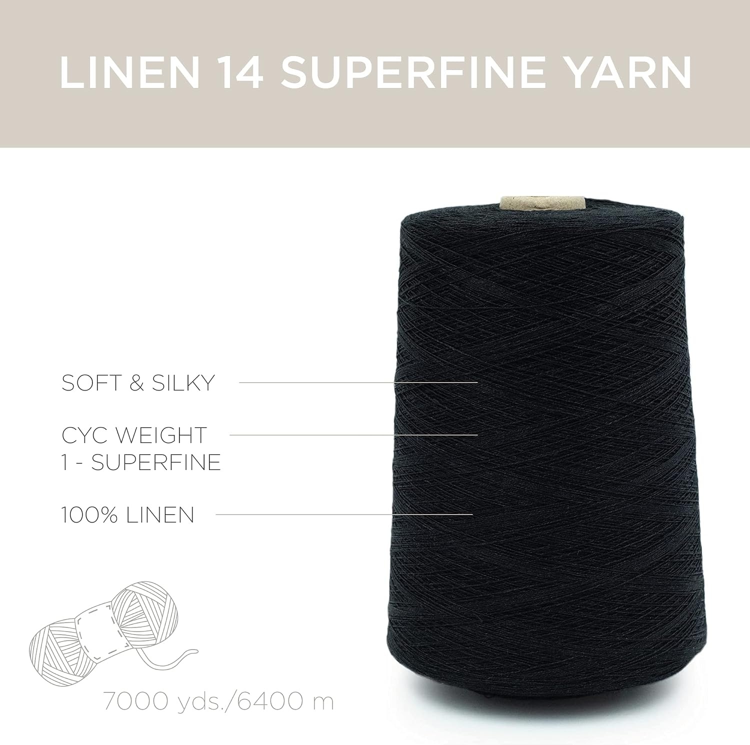 image:imageSilk City Fibers Linen 14 100 Fine Linen Yarn for Machine Knitting Weaving and Crochet Teal 1 Cone Designer Yarn for Premium Garments Soft Shawls and Lace Weight ProjectsBlack