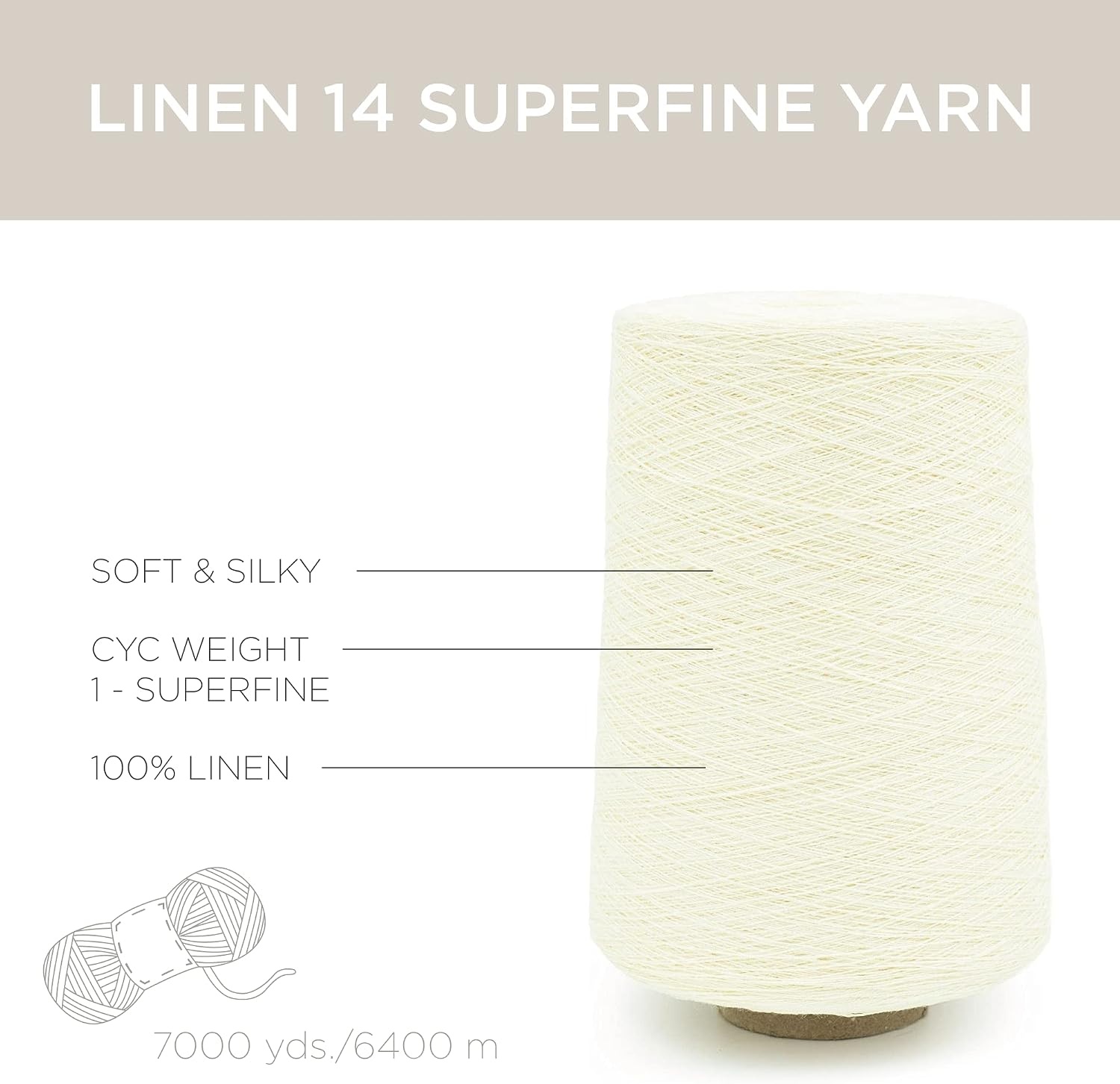 image:imageSilk City Fibers Linen 14 100 Fine Linen Yarn for Machine Knitting Weaving and Crochet Teal 1 Cone Designer Yarn for Premium Garments Soft Shawls and Lace Weight ProjectsCream