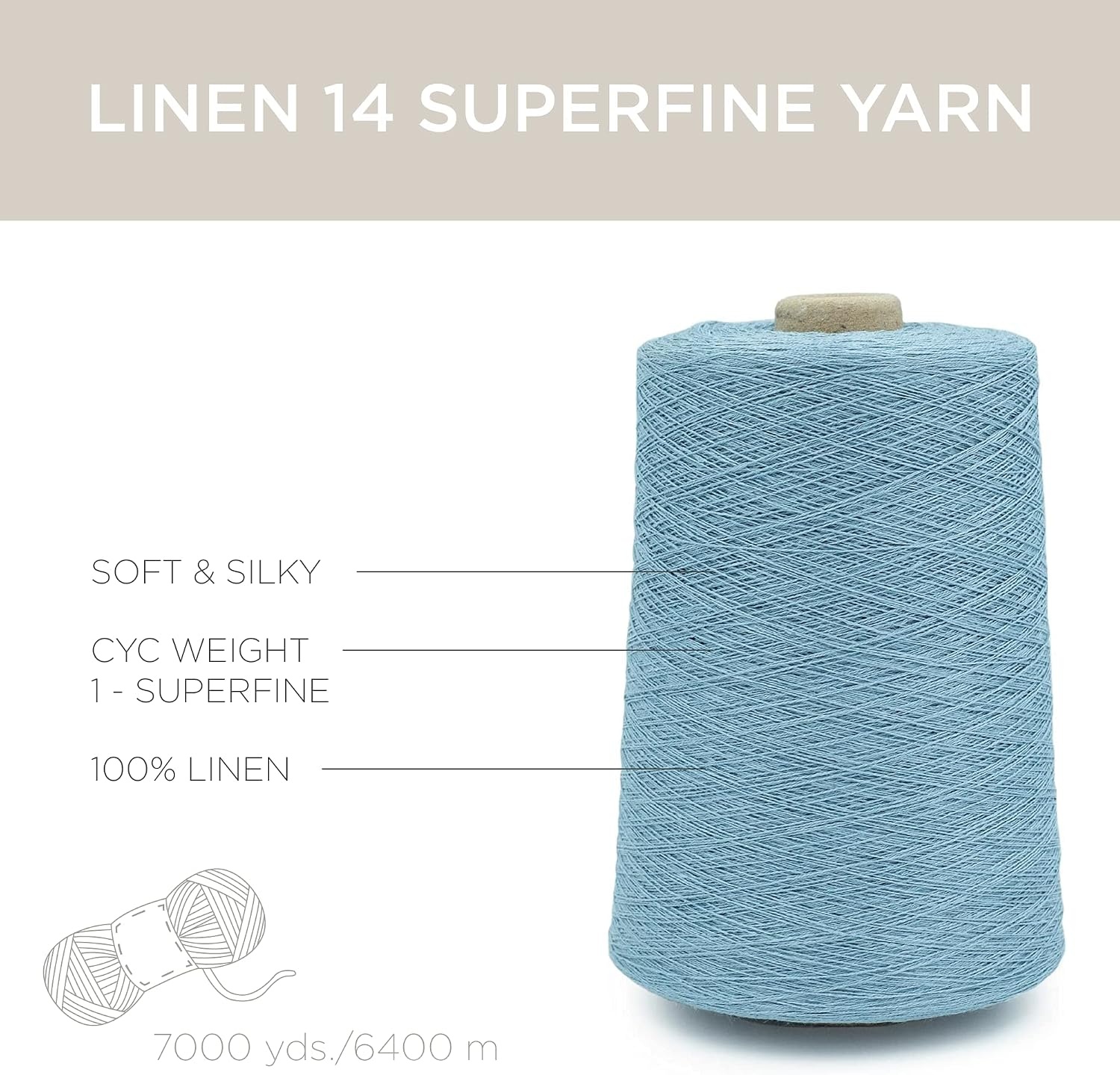 image:imageSilk City Fibers Linen 14 100 Fine Linen Yarn for Machine Knitting Weaving and Crochet Teal 1 Cone Designer Yarn for Premium Garments Soft Shawls and Lace Weight ProjectsDusty Blue