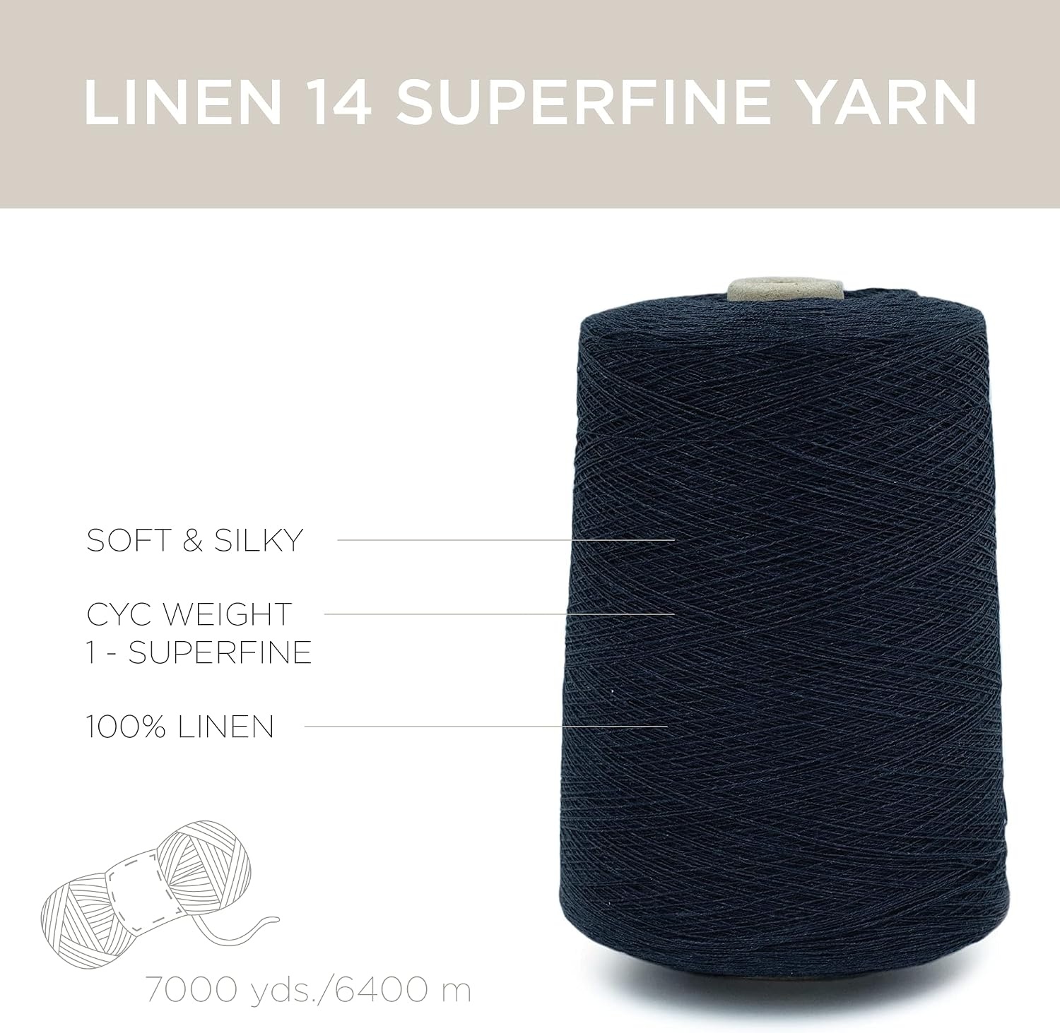 image:imageSilk City Fibers Linen 14 100 Fine Linen Yarn for Machine Knitting Weaving and Crochet Teal 1 Cone Designer Yarn for Premium Garments Soft Shawls and Lace Weight ProjectsIndigo