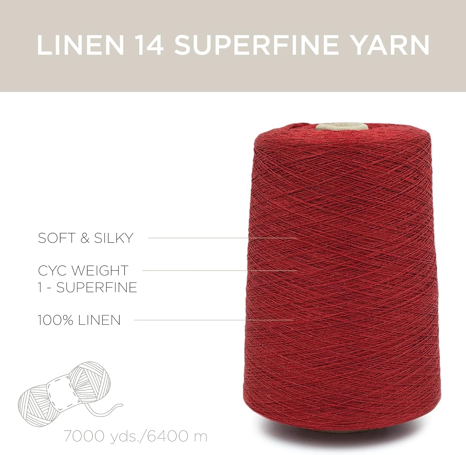 image:imageSilk City Fibers Linen 14 100 Fine Linen Yarn for Machine Knitting Weaving and Crochet Teal 1 Cone Designer Yarn for Premium Garments Soft Shawls and Lace Weight ProjectsFire Red
