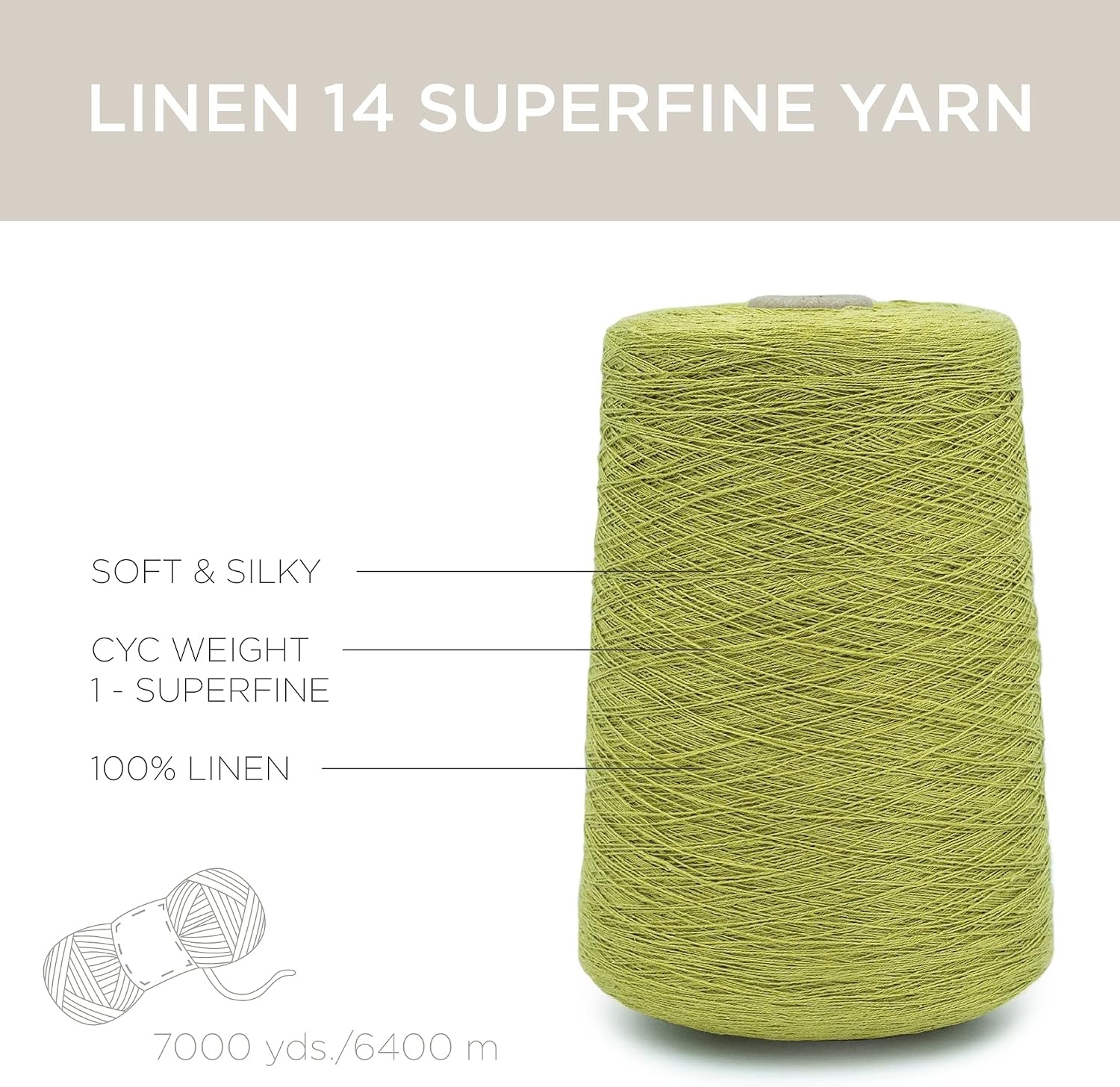 image:imageSilk City Fibers Linen 14 100 Fine Linen Yarn for Machine Knitting Weaving and Crochet Teal 1 Cone Designer Yarn for Premium Garments Soft Shawls and Lace Weight ProjectsGreen Tea