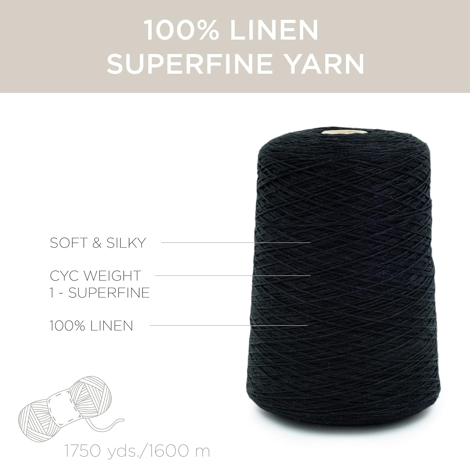 image:imageSilk City Fibers Linen 7 100 Fine Linen Yarn for Machine Knitting Weaving and Crochet Powder Blue 1 Cone Designer Yarn for Premium Garments Soft Shawls and Sport Weight ProjectsBlack