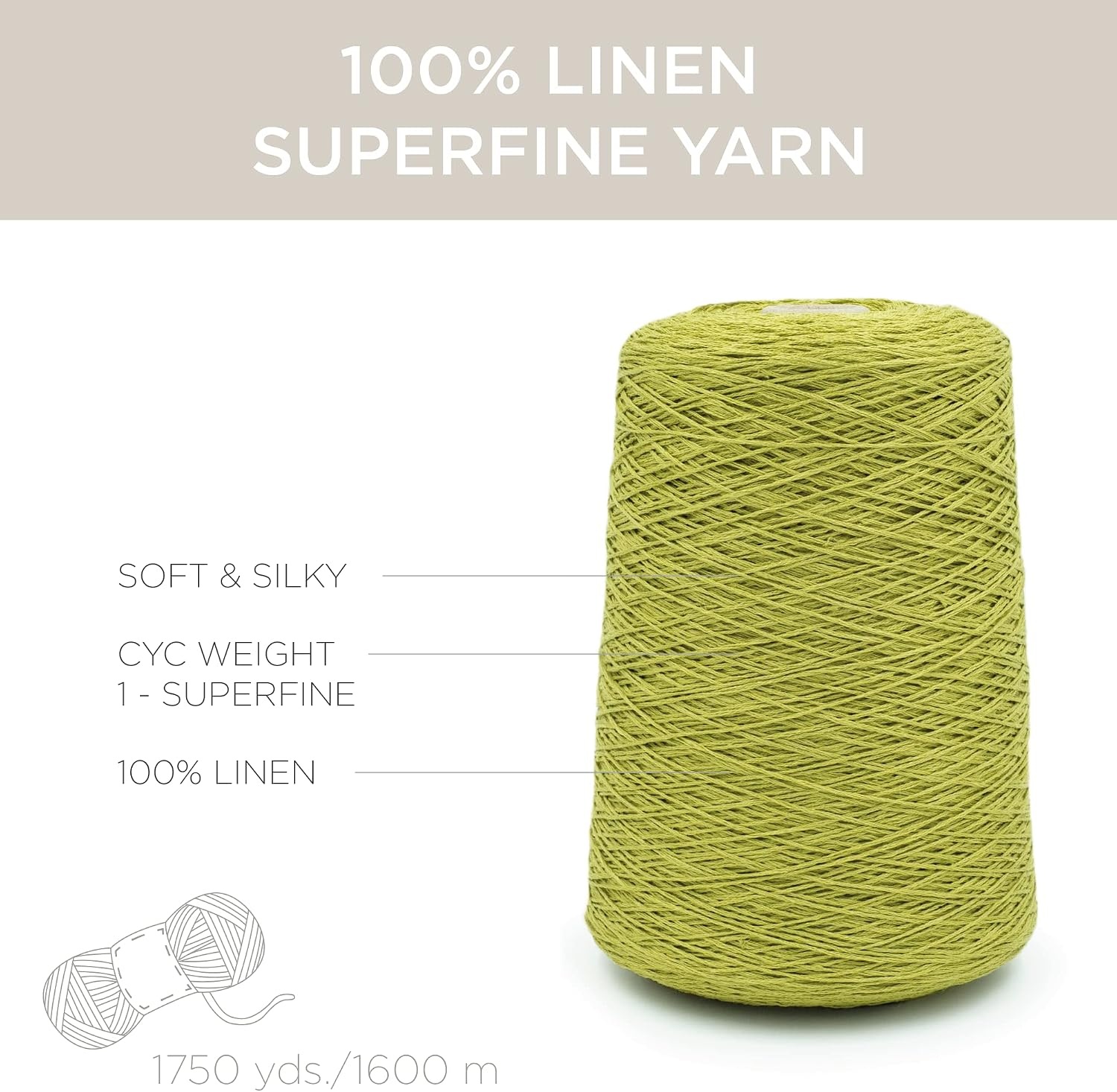 image:imageSilk City Fibers Linen 7 100 Fine Linen Yarn for Machine Knitting Weaving and Crochet Powder Blue 1 Cone Designer Yarn for Premium Garments Soft Shawls and Sport Weight ProjectsGreen Tea