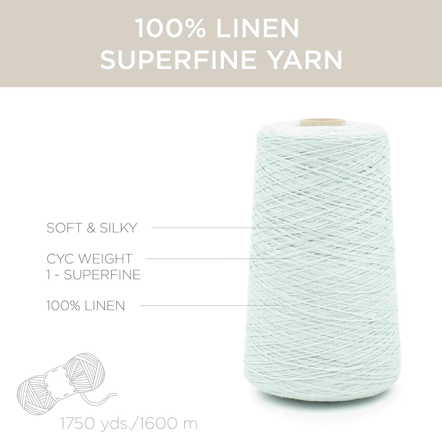 image:imageSilk City Fibers Linen 7 100 Fine Linen Yarn for Machine Knitting Weaving and Crochet Powder Blue 1 Cone Designer Yarn for Premium Garments Soft Shawls and Sport Weight ProjectsPowder Blue