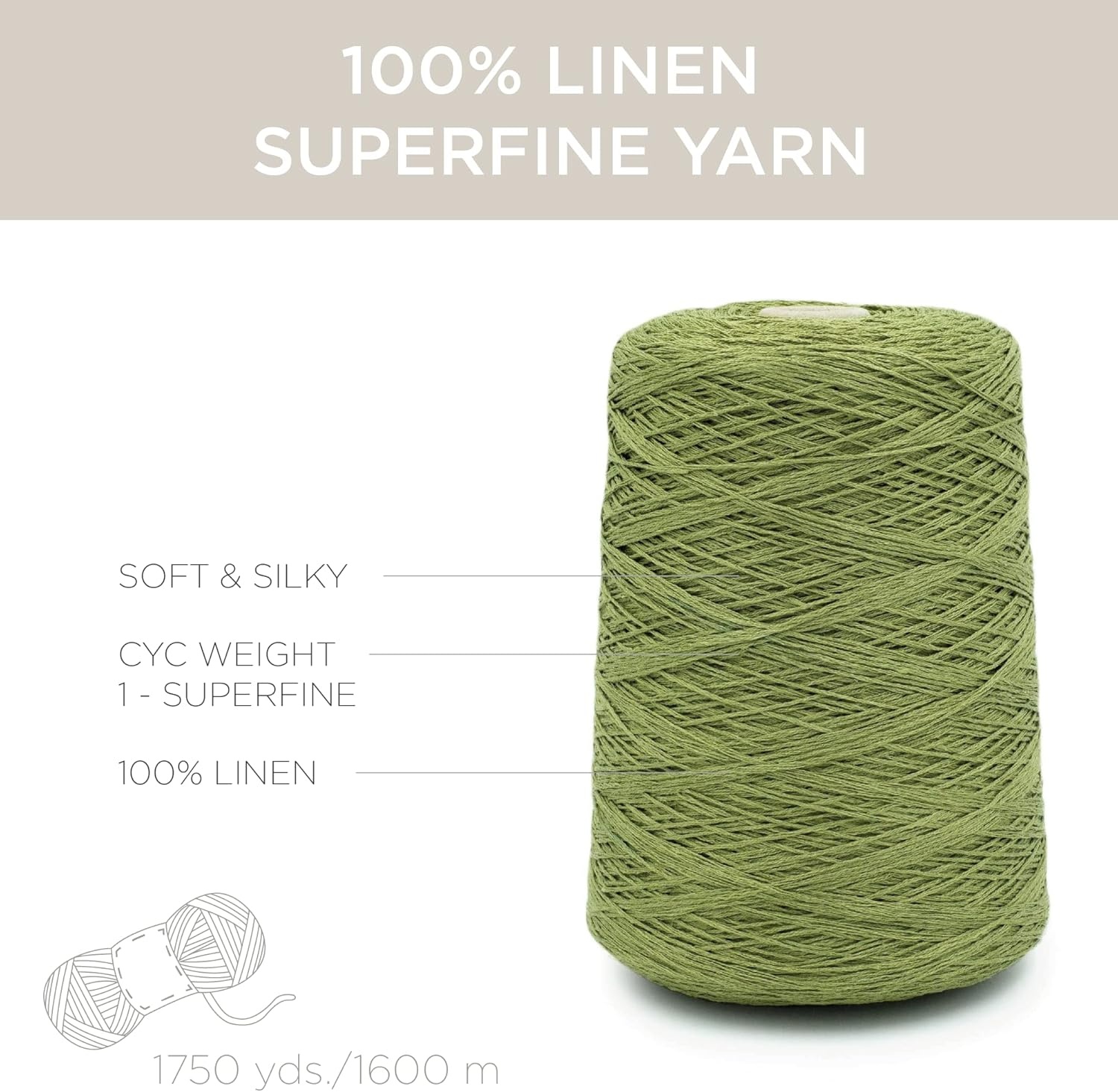 image:imageSilk City Fibers Linen 7 100 Fine Linen Yarn for Machine Knitting Weaving and Crochet Powder Blue 1 Cone Designer Yarn for Premium Garments Soft Shawls and Sport Weight ProjectsOlive