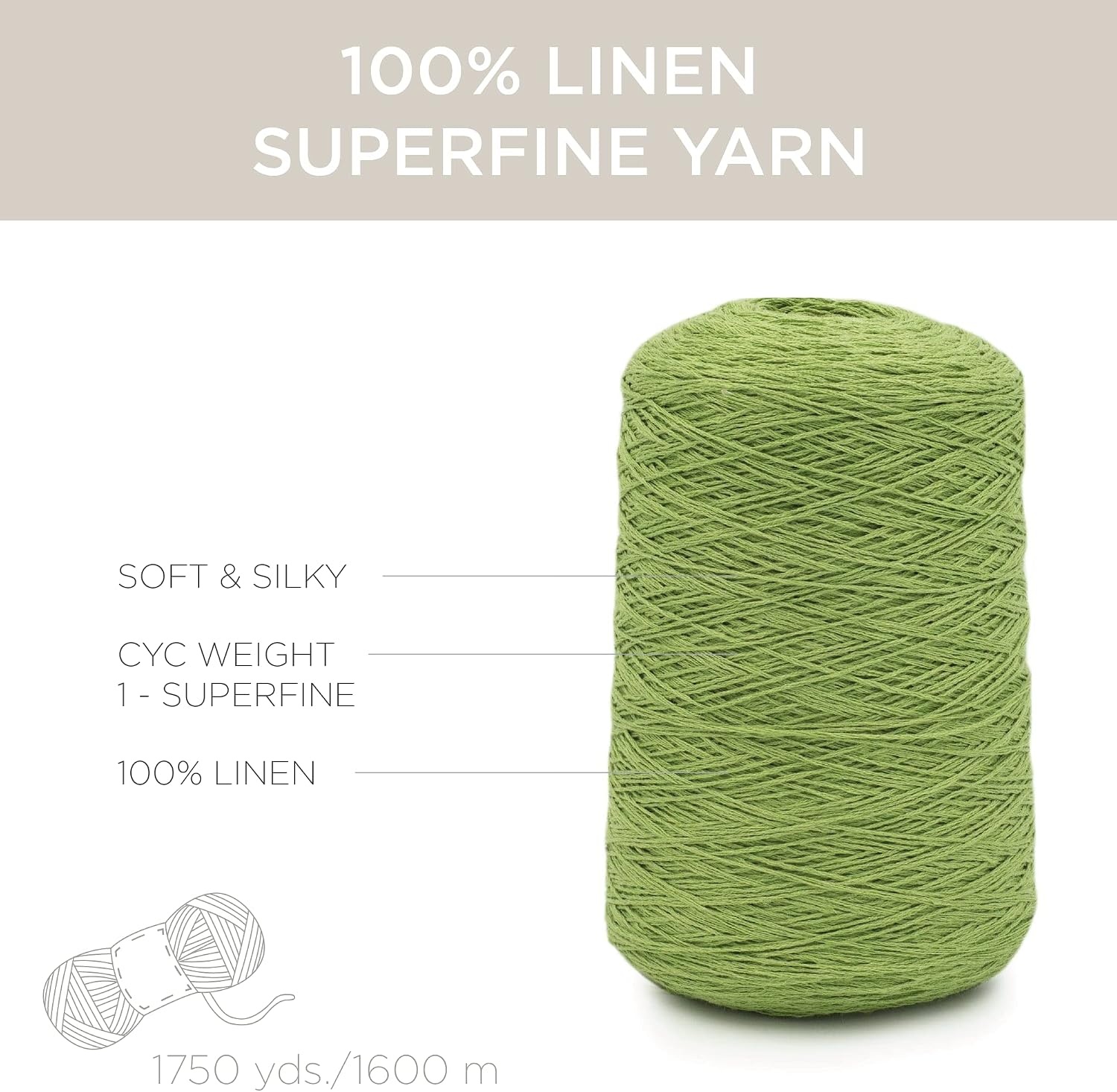 image:imageSilk City Fibers Linen 7 100 Fine Linen Yarn for Machine Knitting Weaving and Crochet Powder Blue 1 Cone Designer Yarn for Premium Garments Soft Shawls and Sport Weight ProjectsAvocado