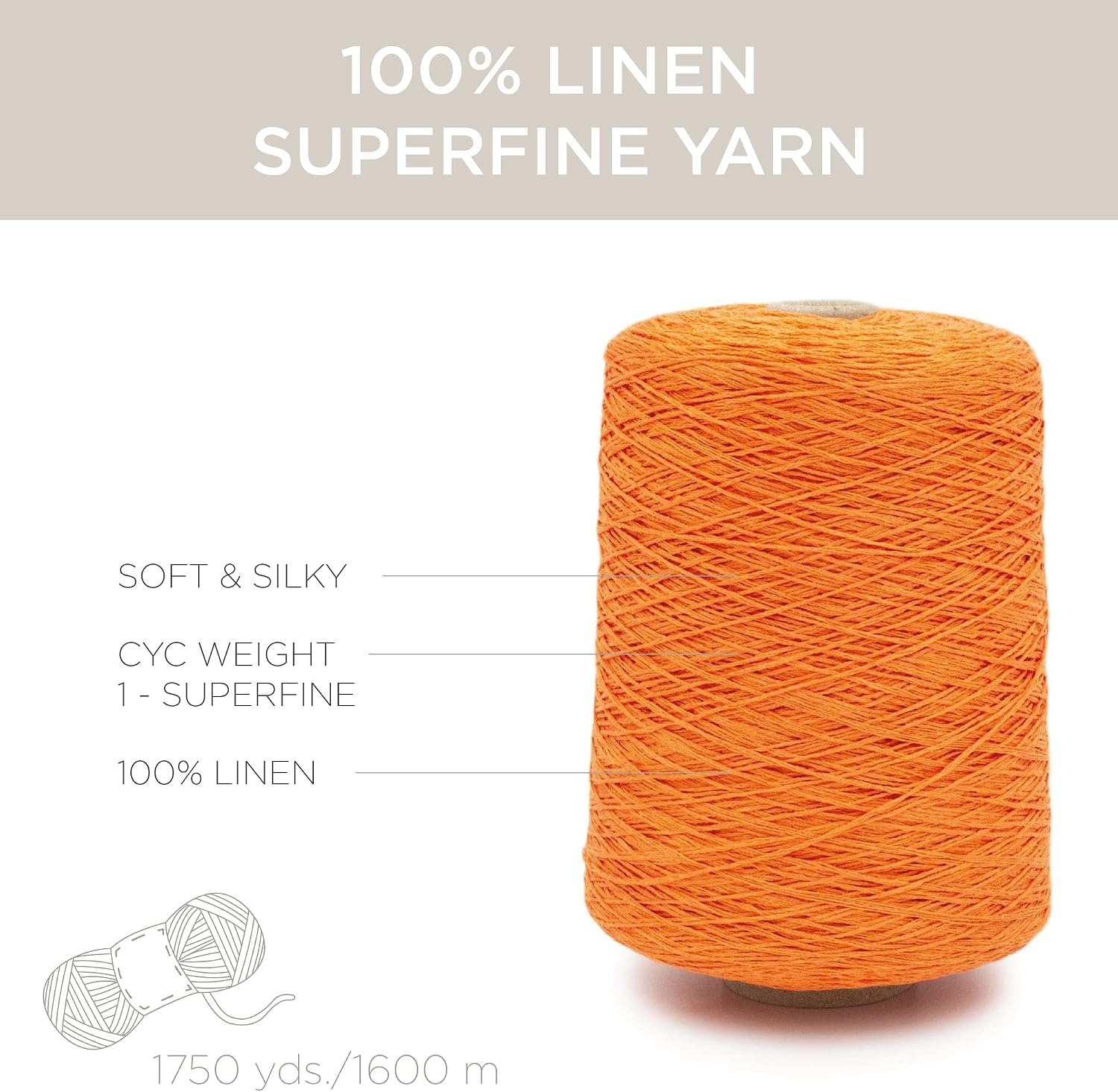 image:imageSilk City Fibers Linen 7 100 Fine Linen Yarn for Machine Knitting Weaving and Crochet Powder Blue 1 Cone Designer Yarn for Premium Garments Soft Shawls and Sport Weight ProjectsTangerine