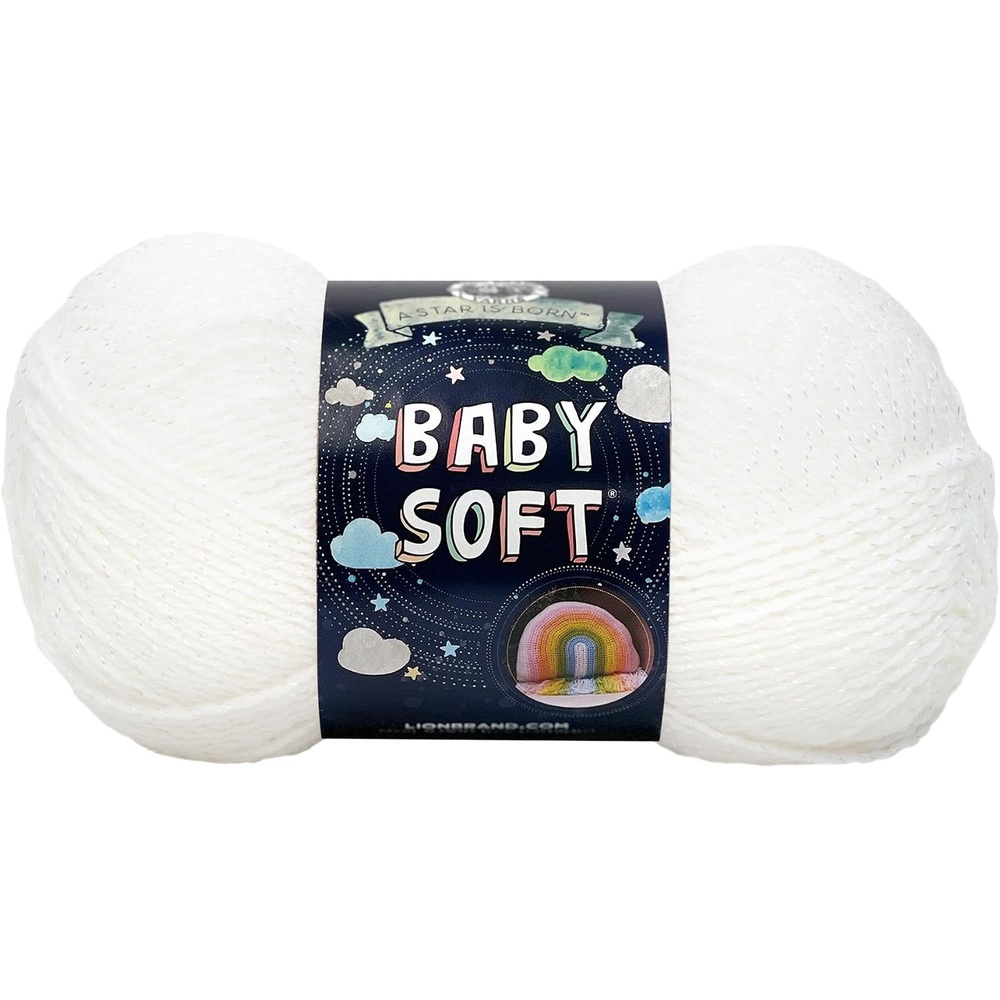 image:image1 Skein Lion Brand Yarn Babysoft Baby Yarn Yarn Sweet PeaBaby White Pompadour