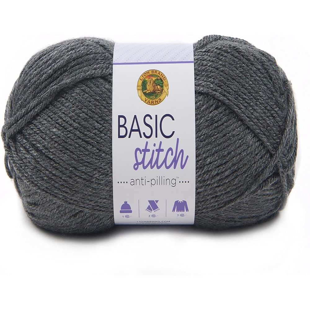 image:image1 Skein Lion Brand Yarn Basic Stitch Anti Pilling Yarn FairviewCharcoal Heather