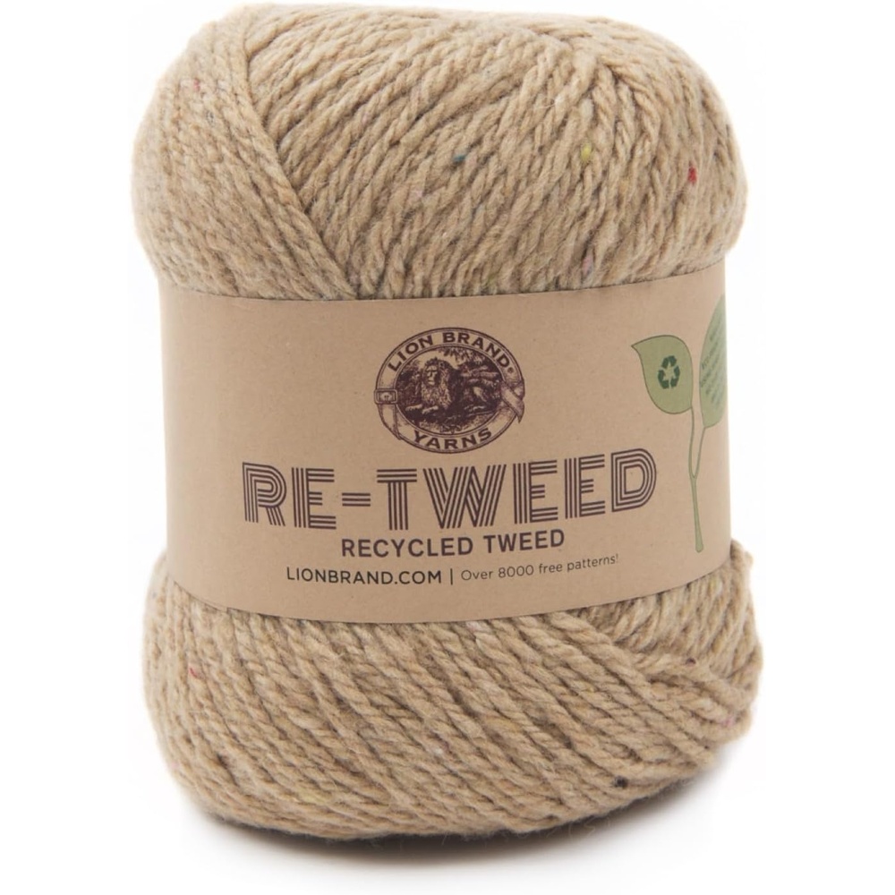 image:image1 Skein Lion Brand Yarn ReTweed Yarn HayPeanut Butter