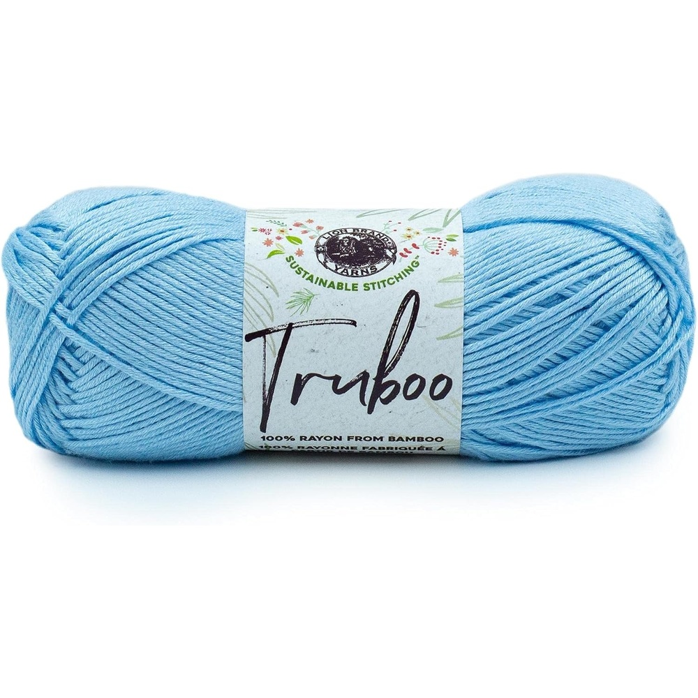 image:image1 Skein Lion Brand Yarn Truboo Yarn WhiteLight Blue