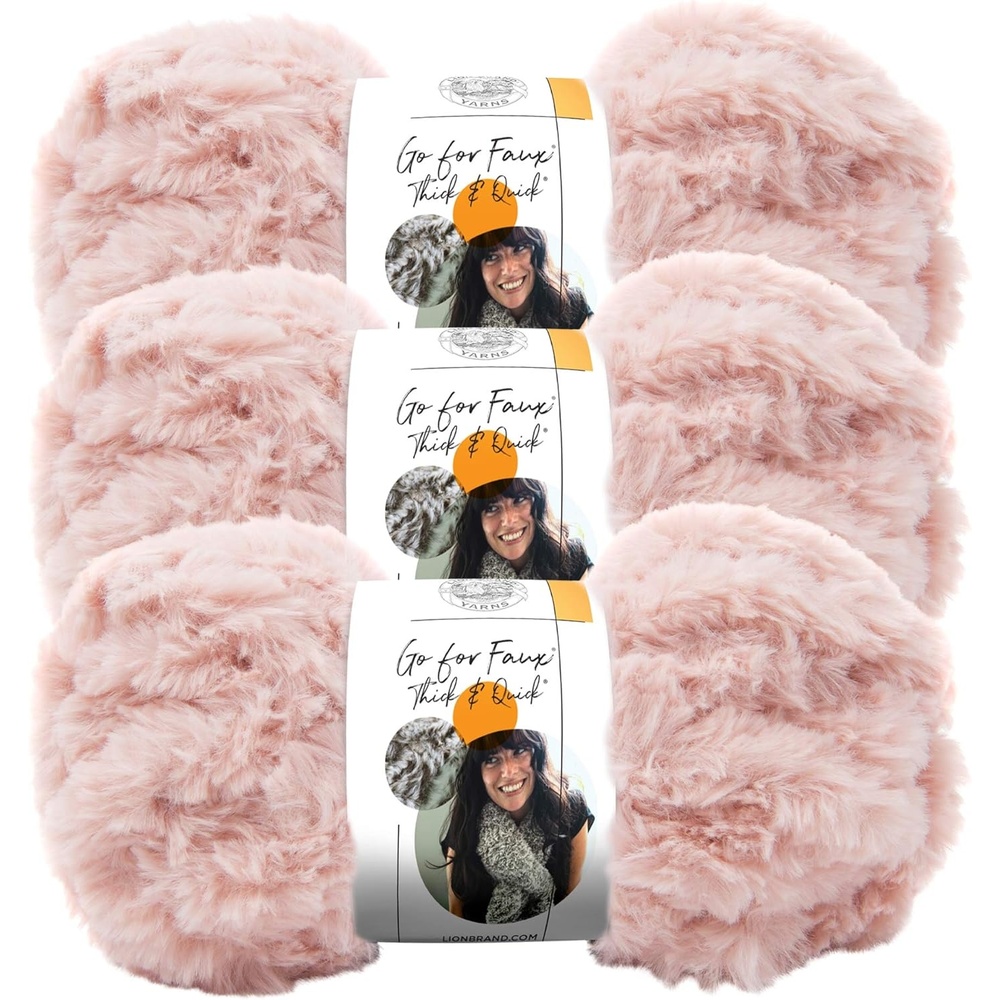 image:image3 Pack Lion Brand Yarn Go for Faux Thick amp Quick Bulky Yarn Pink Poodle