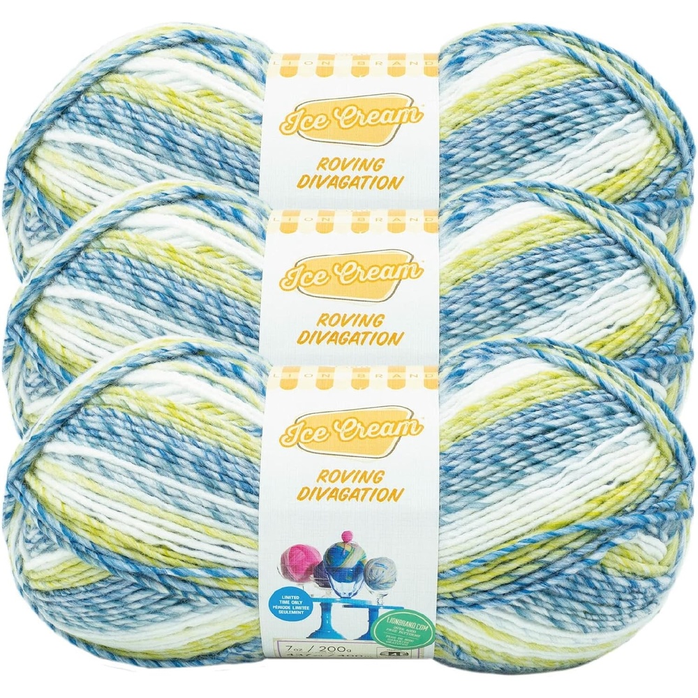 image:image3 Pack Lion Brand Yarn Ice Cream Roving Stripes Yarn Razzles
