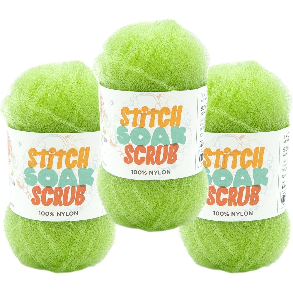 image:image3 Pack Lion Brand Yarn Stitch Soak Scrub Nylon Yarn for Crafts GraphiteCHARTREUSE