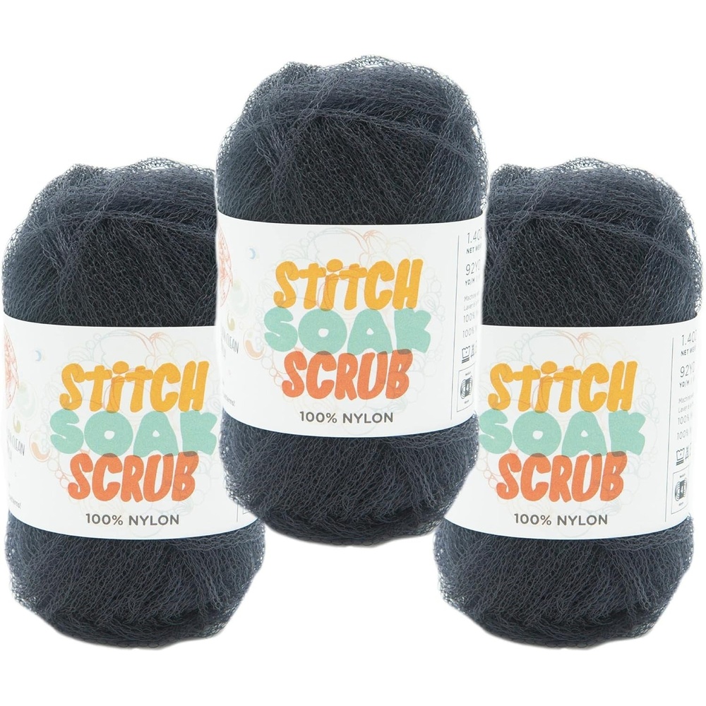 image:image3 Pack Lion Brand Yarn Stitch Soak Scrub Nylon Yarn for Crafts GraphiteGraphite