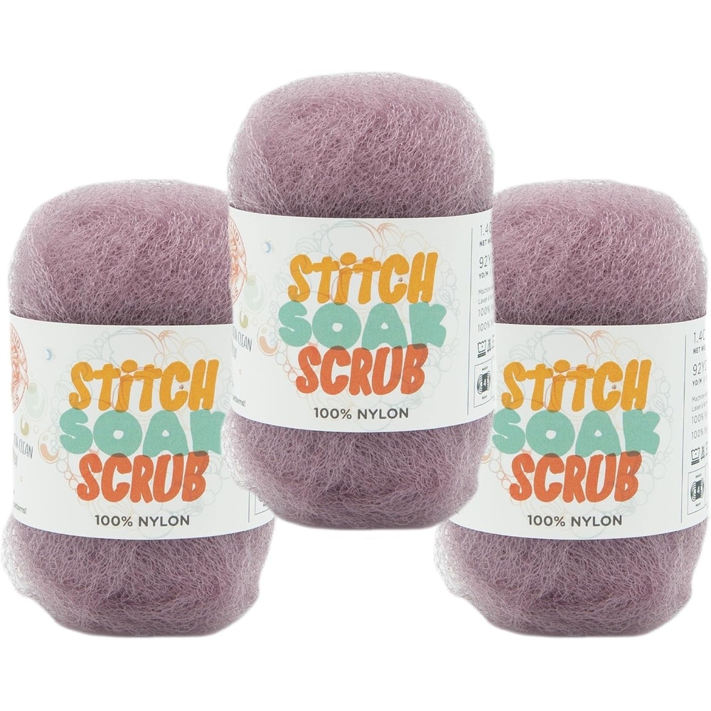 image:image3 Pack Lion Brand Yarn Stitch Soak Scrub Nylon Yarn for Crafts GraphiteLilac