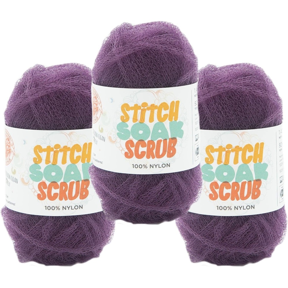 image:image3 Pack Lion Brand Yarn Stitch Soak Scrub Nylon Yarn for Crafts GraphitePlum