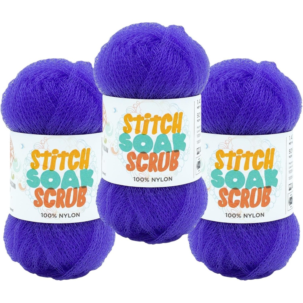 image:image3 Pack Lion Brand Yarn Stitch Soak Scrub Nylon Yarn for Crafts GraphiteSapphire