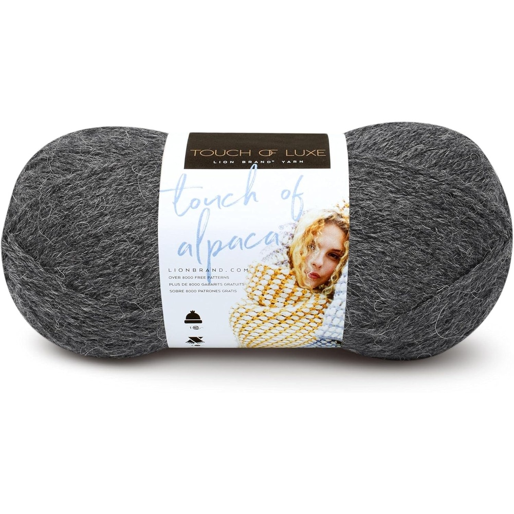 image:image3 Pack Lion Brand Yarn Touch of Alpaca Yarn CrimsonCharcoal