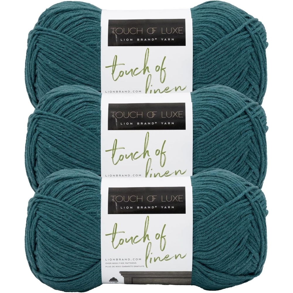 image:image3 Pack Lion Brand Yarn Touch of Linen Yarn Peacock