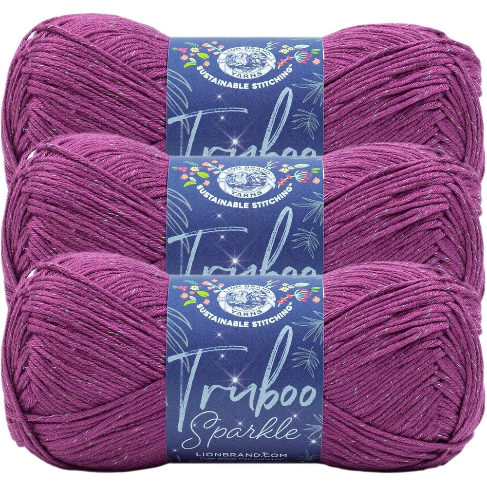 image:image3 Pack Lion Brand Yarn Truboo Sparkle Bamboo Yarn Plum