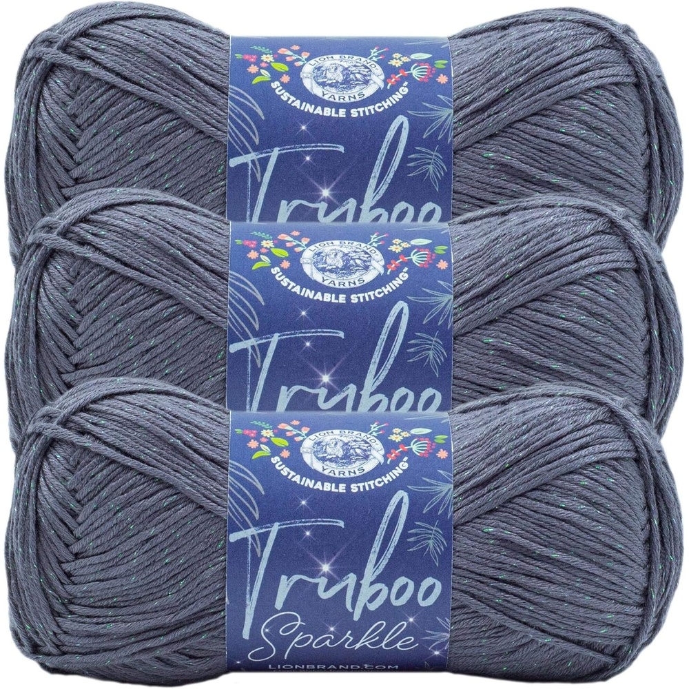 image:image3 Pack Lion Brand Yarn Truboo Sparkle Bamboo Yarn Thunder