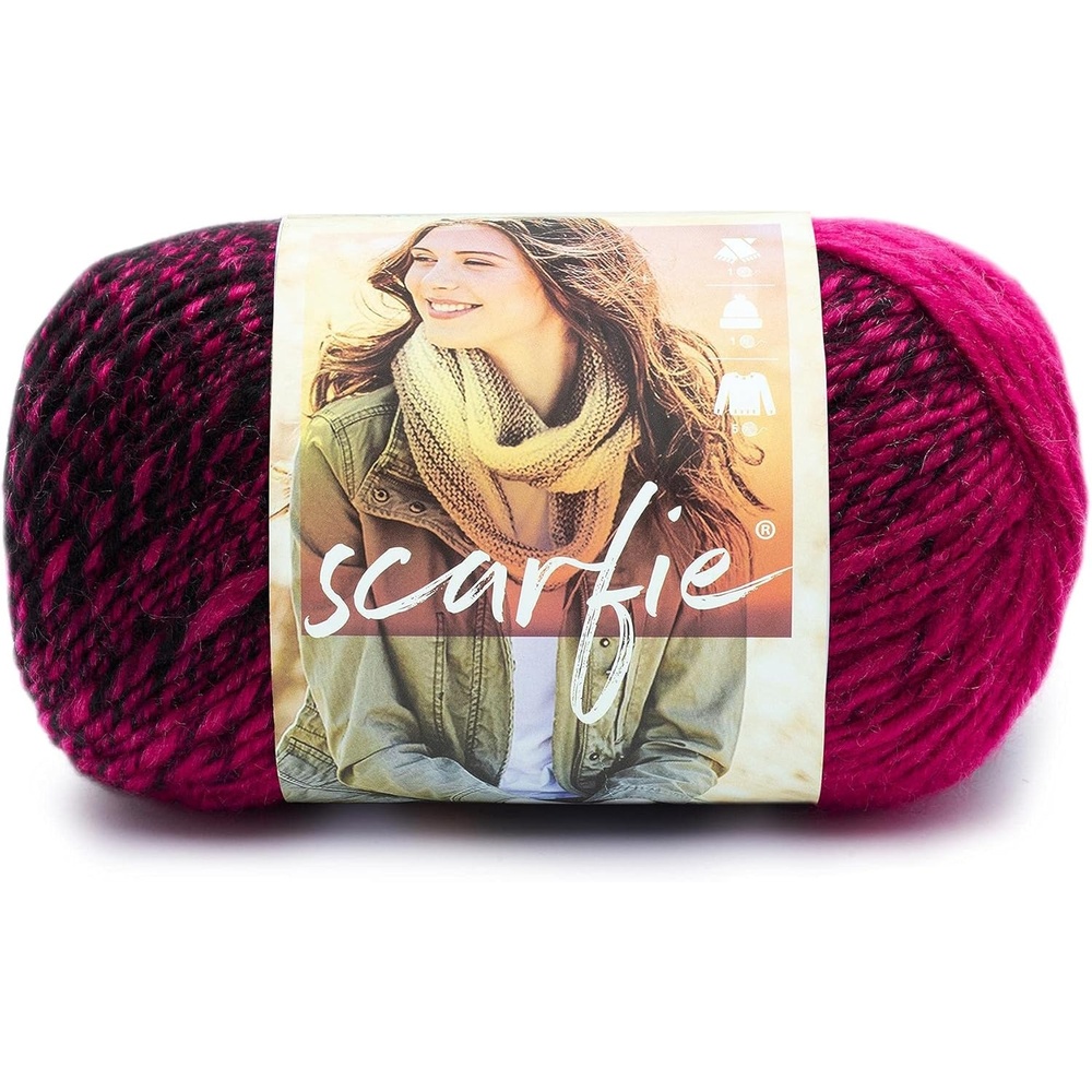 image:imageLion Brand Yarn 1 Skein Scarfie Bulky Yarn PinkSilverBlackHot Pink