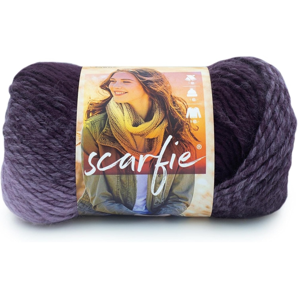 image:imageLion Brand Yarn 1 Skein Scarfie Bulky Yarn PinkSilverEggplantLilac