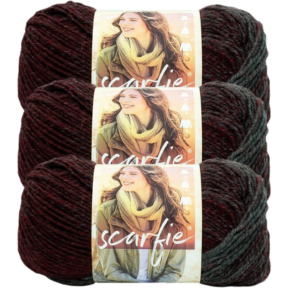 image:imageLion Brand Yarn 1 Skein Scarfie Bulky Yarn PinkSilverOxfordClaret
