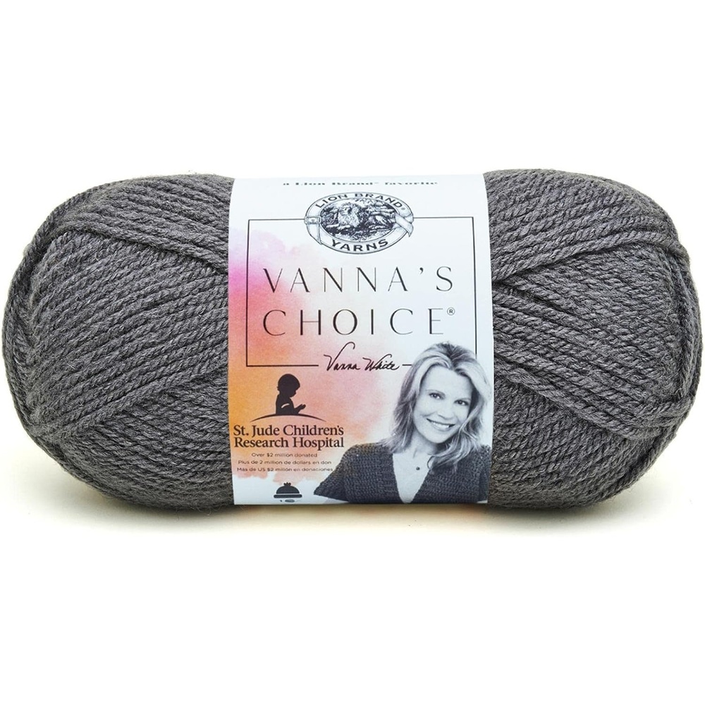 image:imageLion Brand Yarn 1 Skein Vannas Choice Yarn White 35 OuncesCharcoal Grey