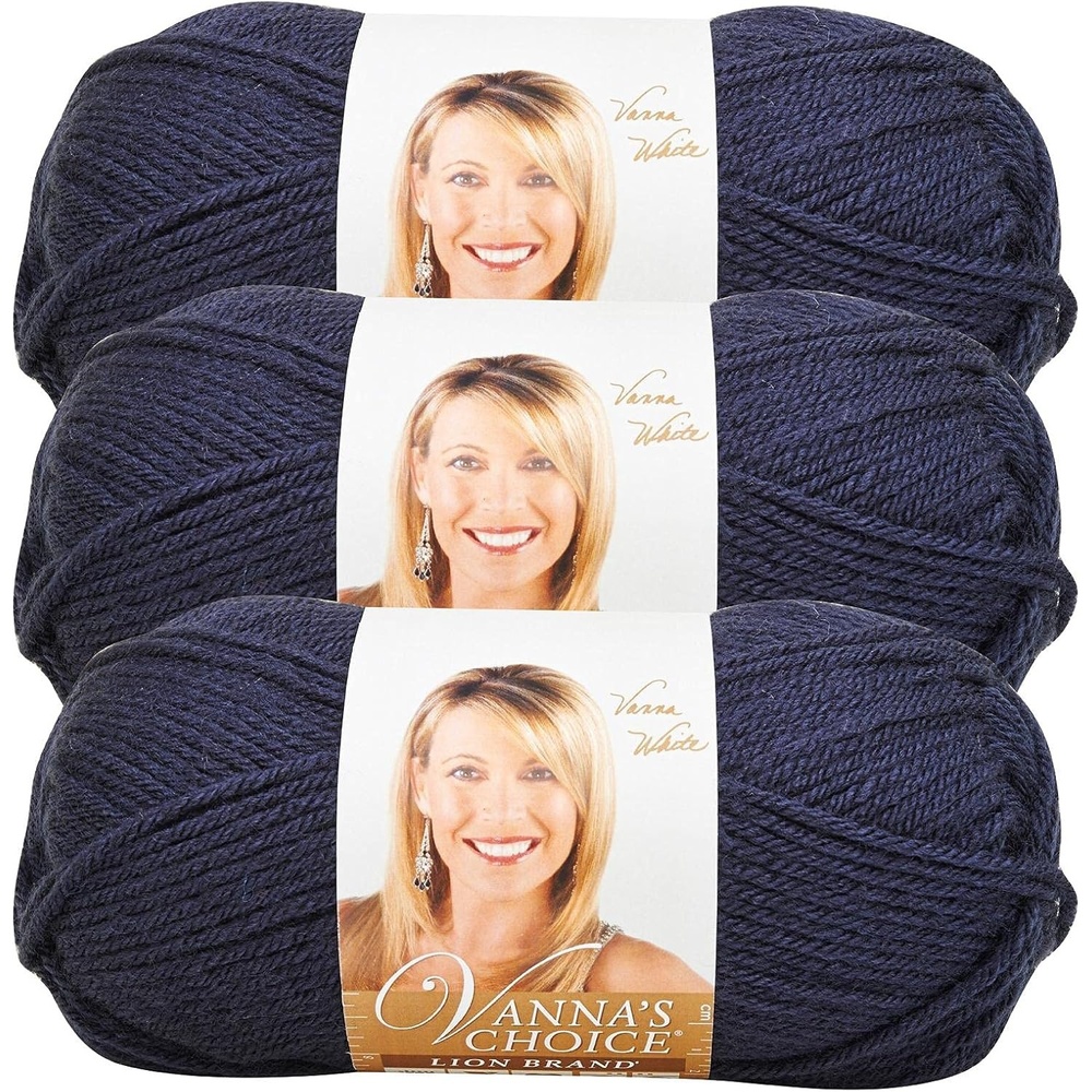 image:imageLion Brand Yarn 1 Skein Vannas Choice Yarn White 35 OuncesNavy