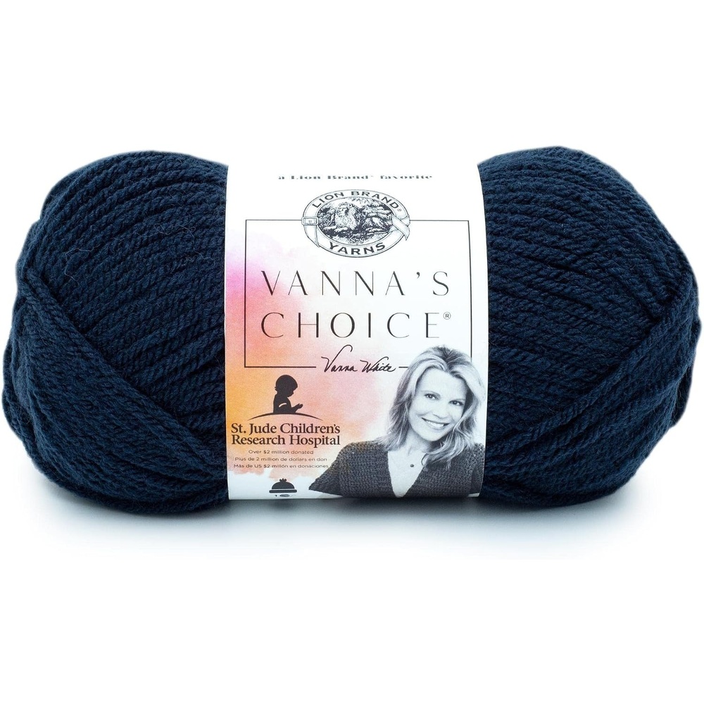 image:imageLion Brand Yarn 1 Skein Vannas Choice Yarn White 35 OuncesNavy Blue