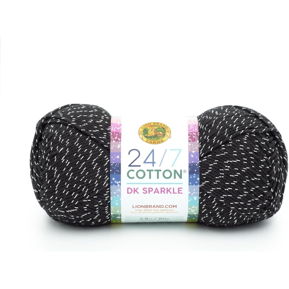 image:imageLion Brand Yarn 247 Cotton DK Crochet Yarn Azul Denim Blue 3 Pack Cotton Yarn for Knitting Crochet Crafts Light Weight Fiber for Bags Blankets Soft Shawls Summer Hats Baby ClothesNight Sky