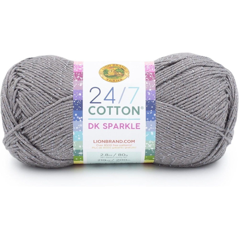 image:imageLion Brand Yarn 247 Cotton DK Crochet Yarn Iron Grey Metal Gray 3 Pack Cotton Yarn for Knitting Crochet Crafts Light Weight Fiber for Bags Blankets Soft Shawls Summer Hats Baby ClothesIron Grey