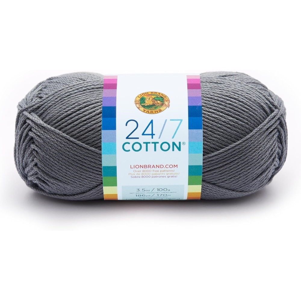 image:imageLion Brand Yarn 247 Cotton Yarn Amber Golden Brown 1 Pack  Light Worsted 100 Mercerized Cotton Yarn for Crochet Knitting Craft 185 Yards of Natural Fiber for Tees Bags DishclothsSilver