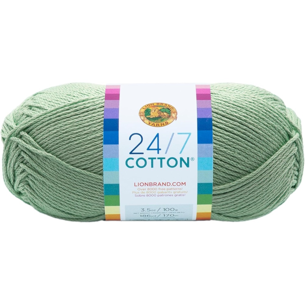 image:imageLion Brand Yarn 247 Cotton Yarn Charcoal Gray 1 Pack Light Worsted 100 Mercerized Cotton Yarn for Crochet Knitting Craft 185 Yards of Natural Fiber for Tees Bags DishclothsMint