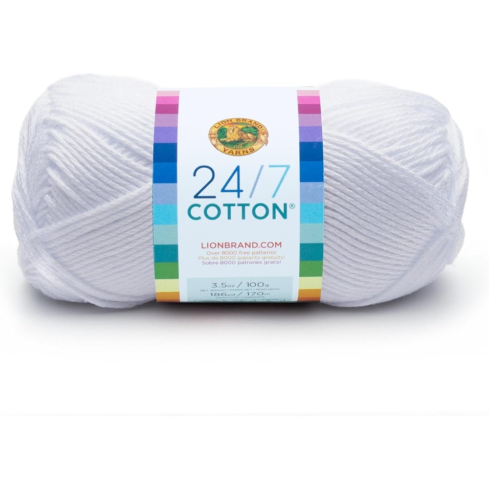 image:imageLion Brand Yarn 247 Cotton Yarn Tangerine Orange 1 Pack  Light Worsted 100 Mercerized Cotton Yarn for Crochet Knitting Craft 185 Yards of Natural Fiber for Tees Bags DishclothsWhite