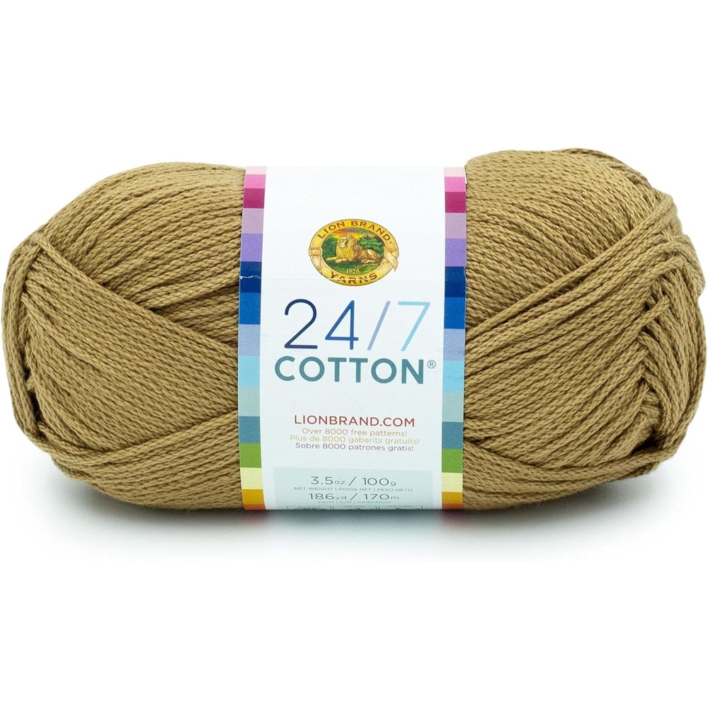 image:imageLion Brand Yarn 247 Cotton Yarn Tangerine Orange 1 Pack Light Worsted 100 Mercerized Cotton Yarn for Crochet Knitting Craft 185 Yards of Natural Fiber for Tees Bags DishclothsHay Bale