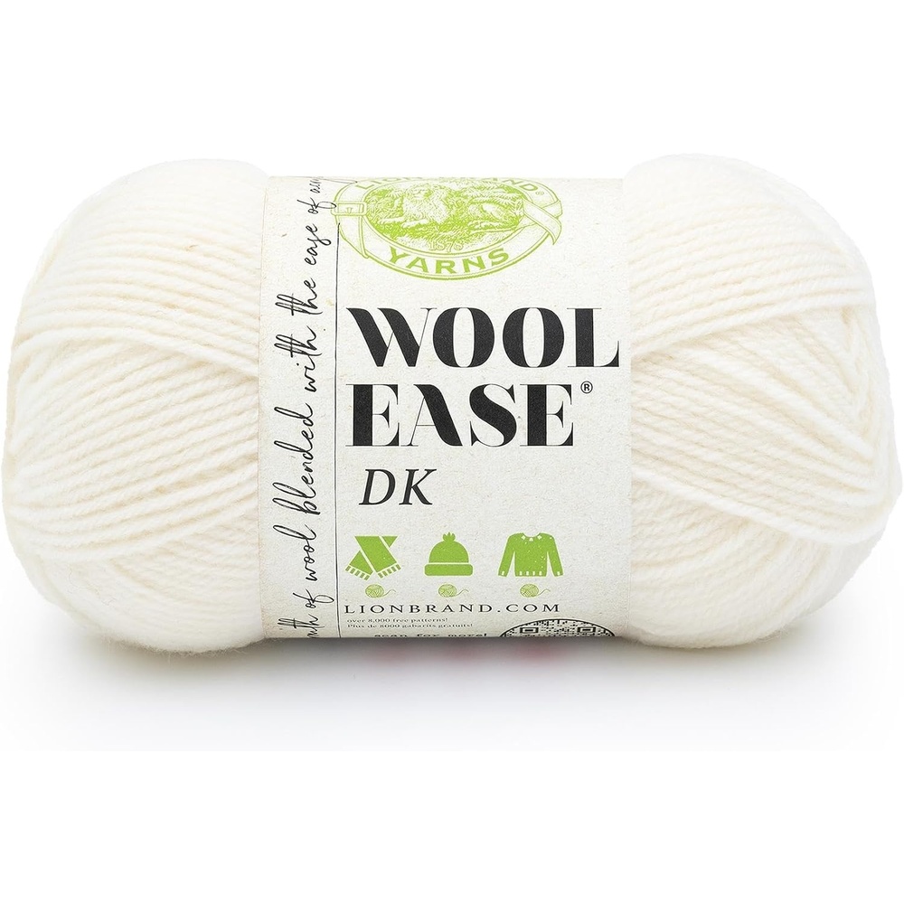 image:imageLion Brand Yarn Acrylic Wool Blend WoolEase DK Yarn for Knitting Crocheting and Crafts Cream 1 PackCream