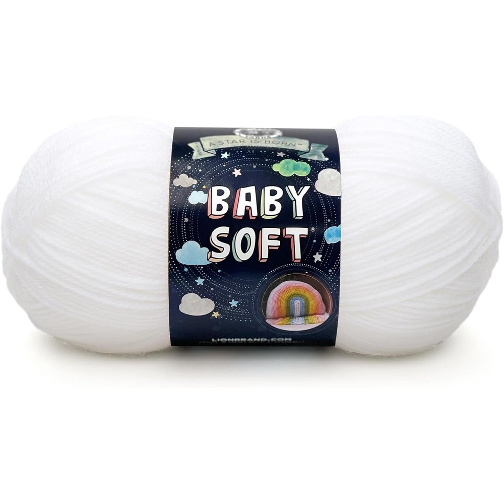 image:imageLion Brand Yarn Baby Soft Crochet Yarn Little Boy Blue Pastel 1 Pack Light DK Acyrlic Nylon Blend Fiber for Soft Baby Blankets Knit Garments Crochet Hats Machine Washable YarnWhite
