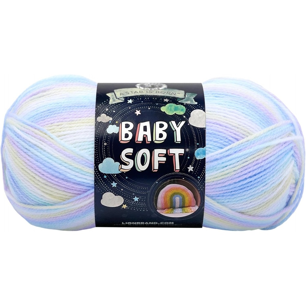 image:imageLion Brand Yarn Baby Soft Crochet Yarn White Pompadour Shiny 1 Pack Light DK Acyrlic Nylon Blend Fiber for Soft Baby Blankets Knit Garments Crochet Hats Machine Washable YarnPastel Print