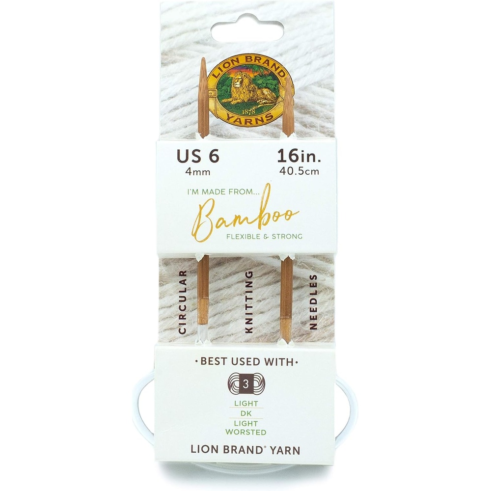 image:imageLion Brand Yarn Bamboo Knitting Needles 16 inch Circular Needles for LightDK and Medium Yarns Size 6 4mm